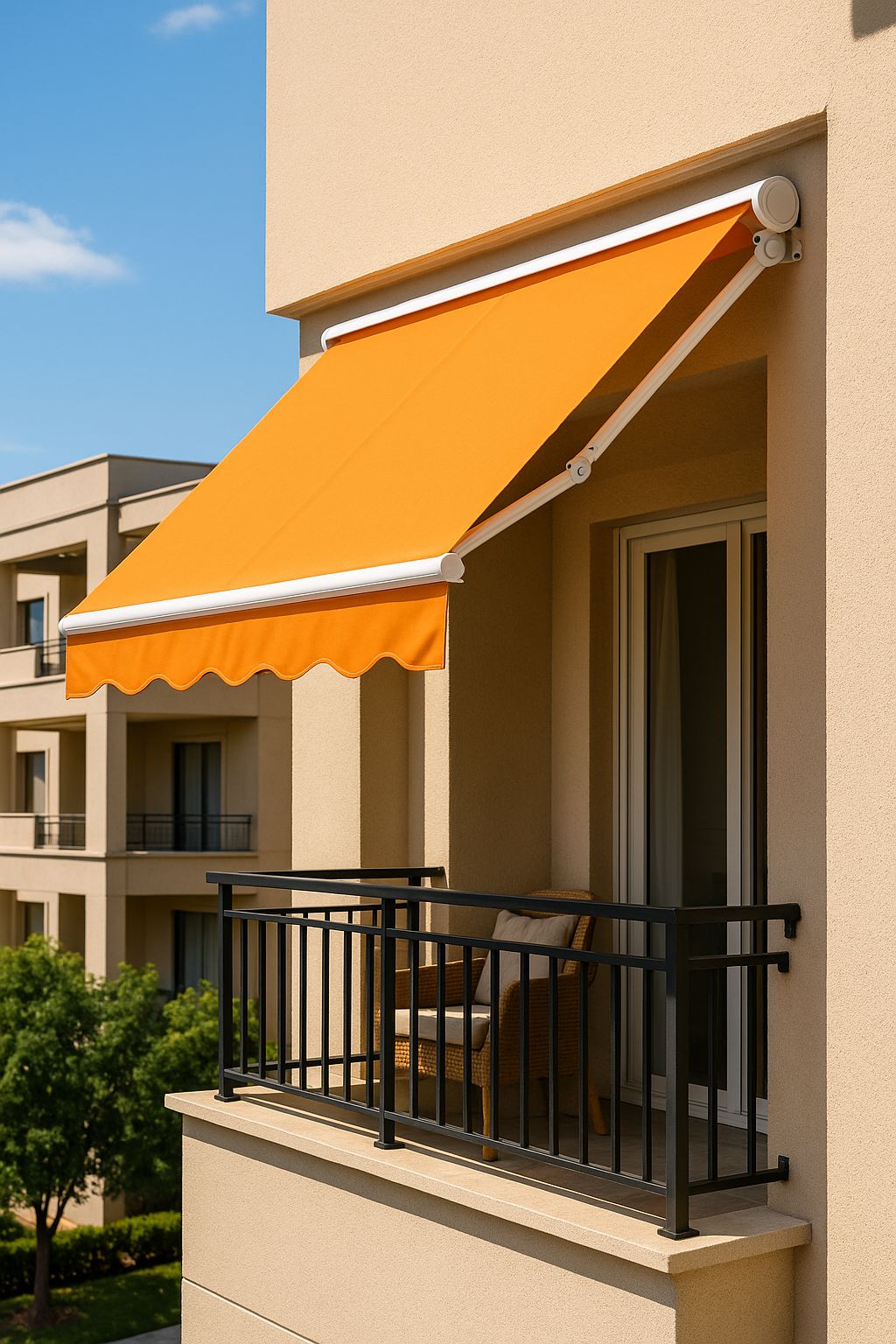 Toldo vertical enrollable en balcón